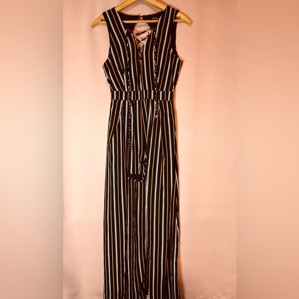 Plunging Stripe Maxi Short Romper